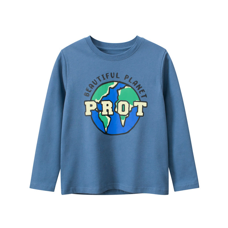 Children Boy Planet Pattern Autumn Latest Shirt